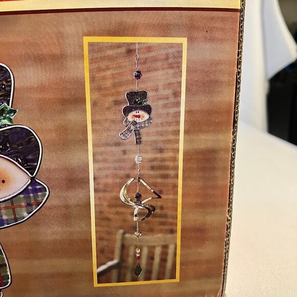 Kirkland's Snowman Stained Glass Spinner Hanging Wind Chime 28 in. - Picture 2 of 6